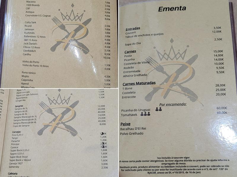 Restaurante D' El Rei Menu