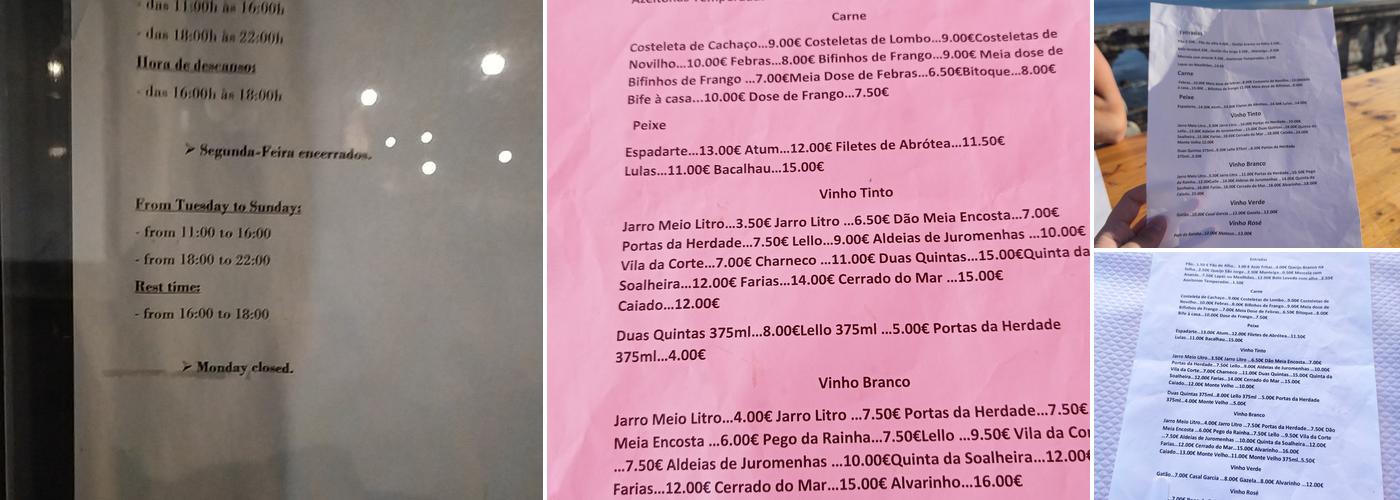 Sabores da Vizinha Menu