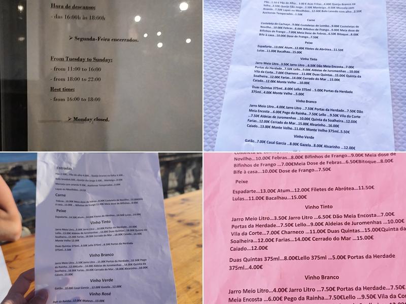 Sabores da Vizinha Menu