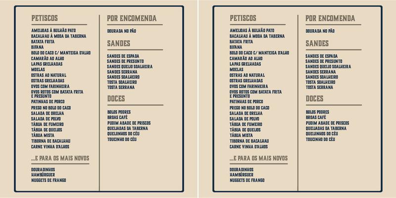 Taberna do Tejo Menu
