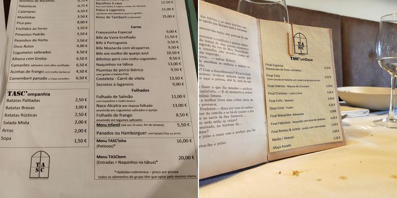 Tasc Petisqueira Menu