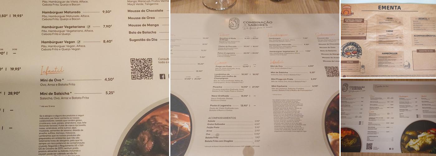 Combinação de Sabores Menu