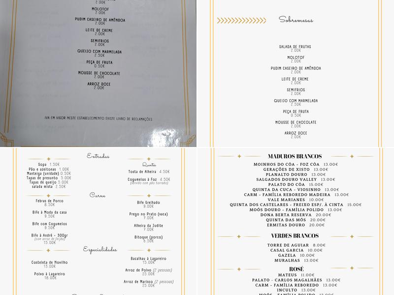 Restaurante Foz Caffé Menu