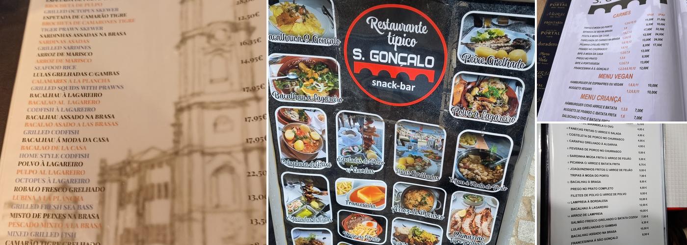 Restaurante São Gonçalo Menu