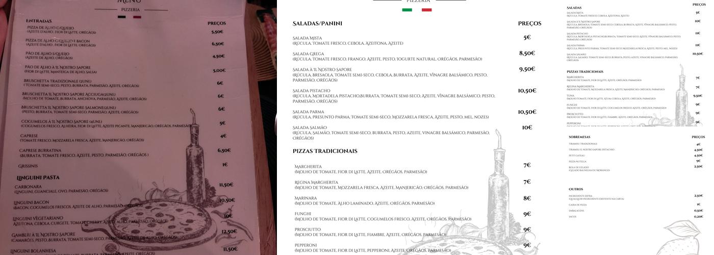 Il Nostro Sapore Pizzeria Menu