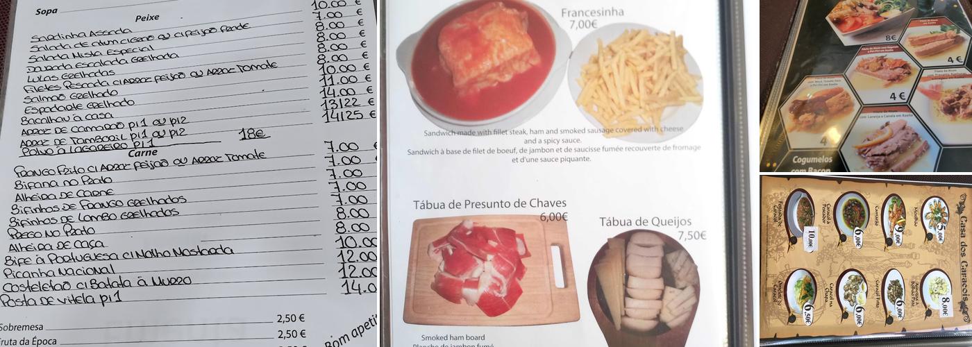 restaurante Casa dos Caracóis Menu