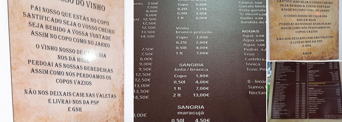 Taberna Ponto de Encontro Menu