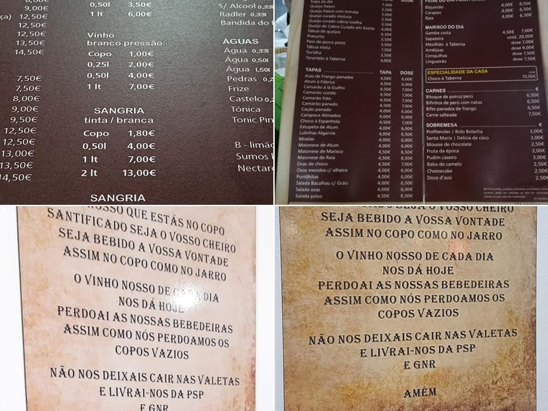 Taberna Ponto de Encontro Menu