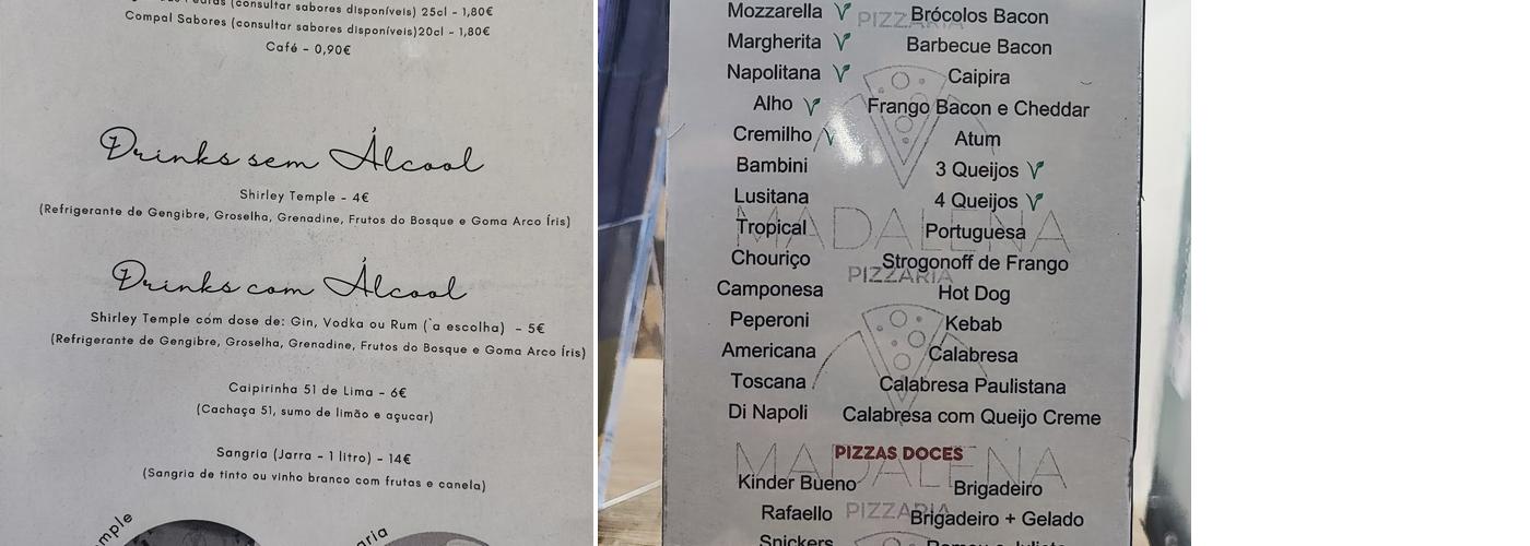 Pizzaria Madalena Menu