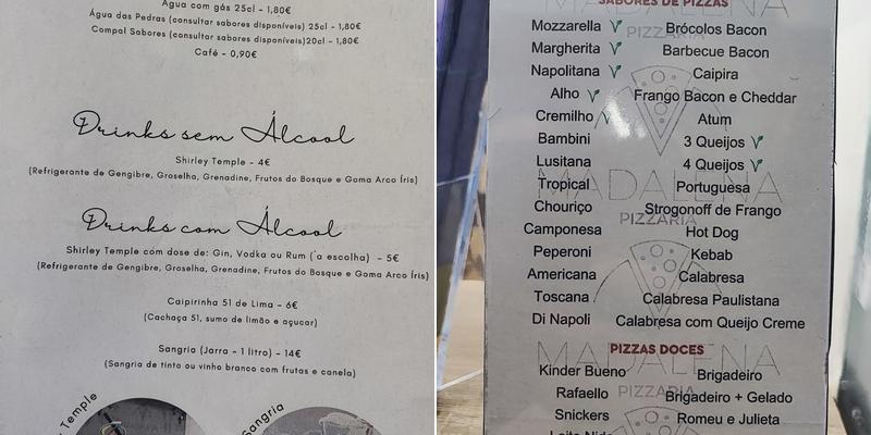 Pizzaria Madalena Menu