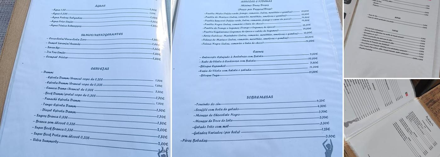 Andalucía Taberna Española Menu