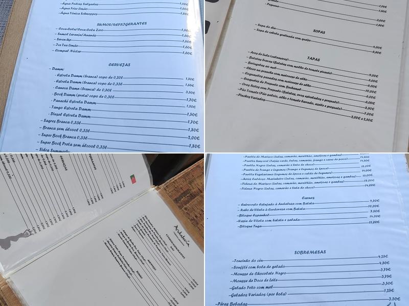 Andalucía Taberna Española Menu