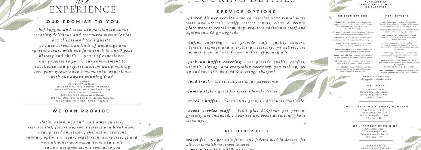 Adobo Food Truck Menu