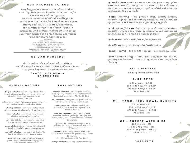 Adobo Food Truck Menu