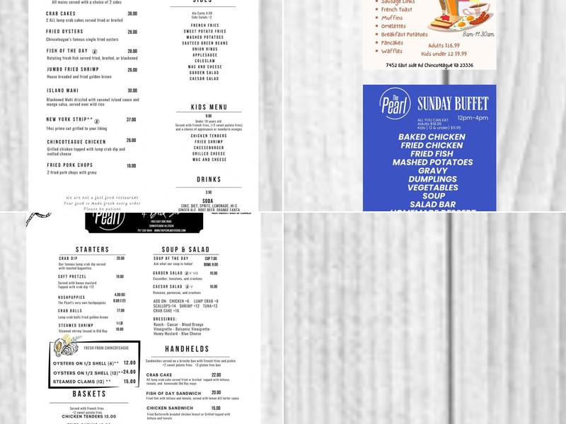 The Pearl Menu