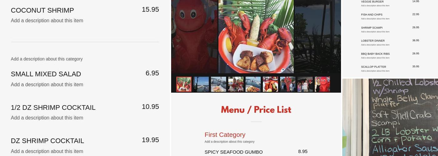 The BoonDocks Fishery Menu