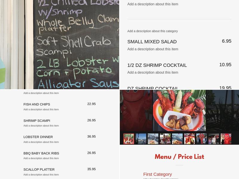 The BoonDocks Fishery Menu
