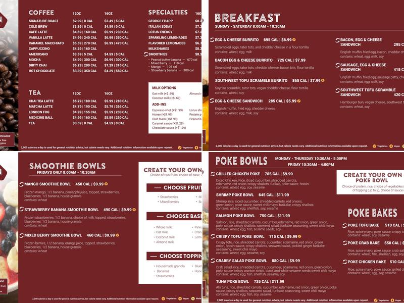 The Den at Redlands Menu