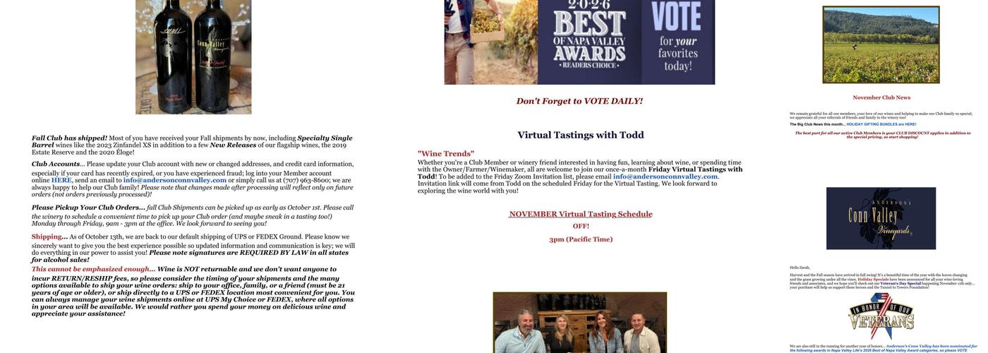 Anderson's Conn Valley Vineyards Menu