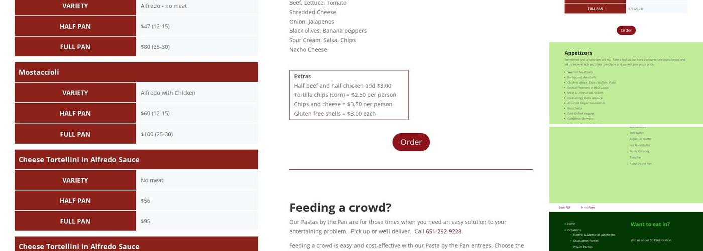 Skinner's Catering Menu