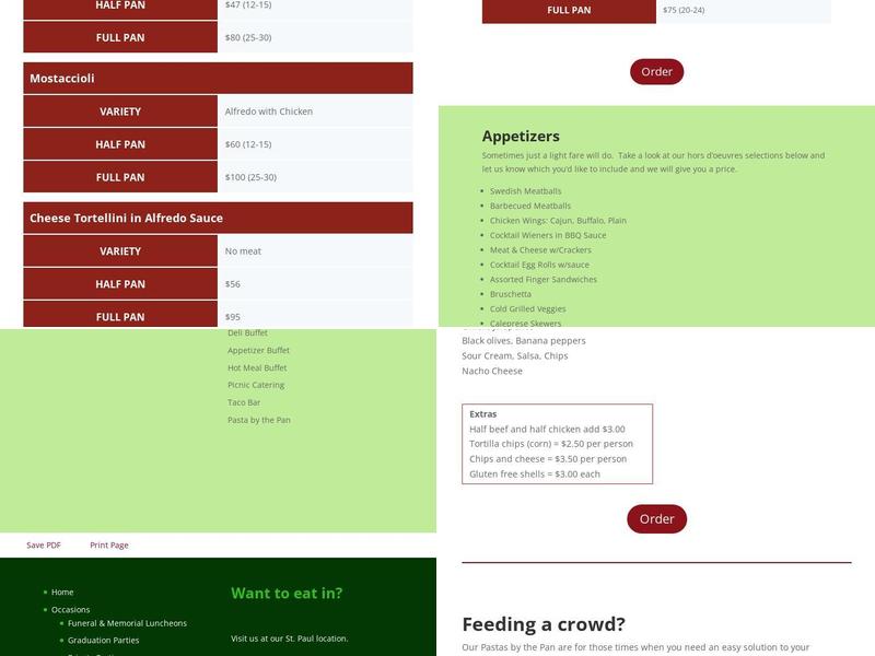 Skinner's Catering Menu