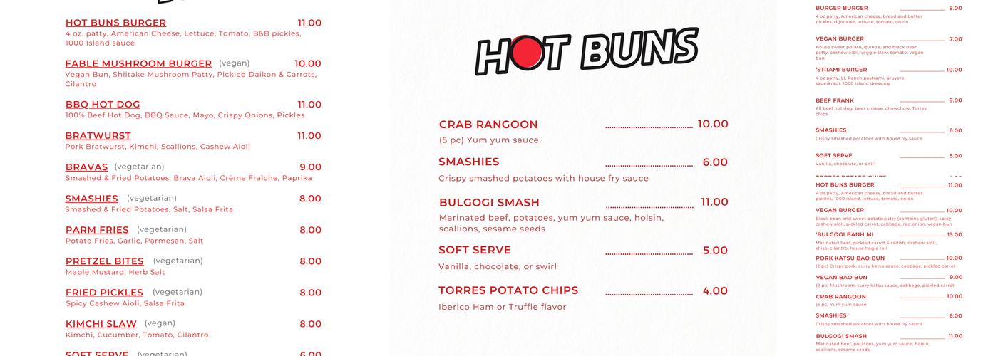 Hot Buns Menu