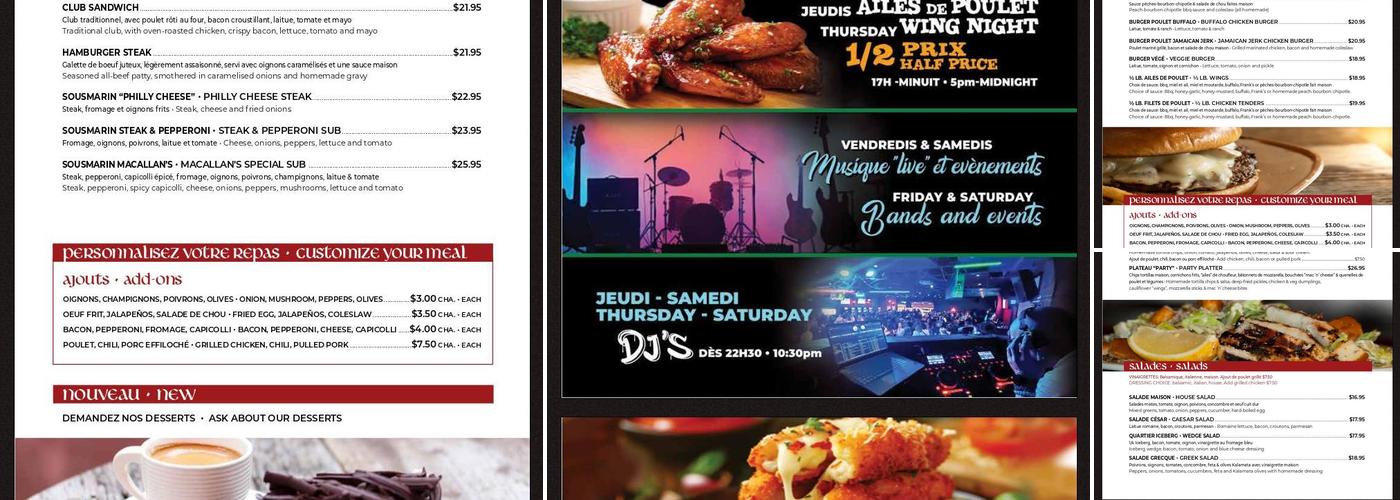 Macallan's Pub Menu