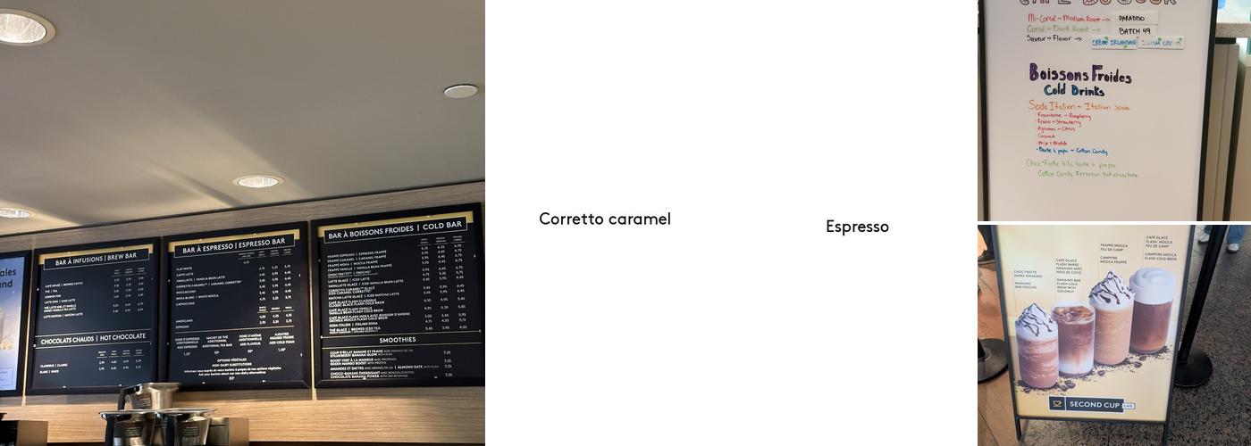 Second Cup Café Menu