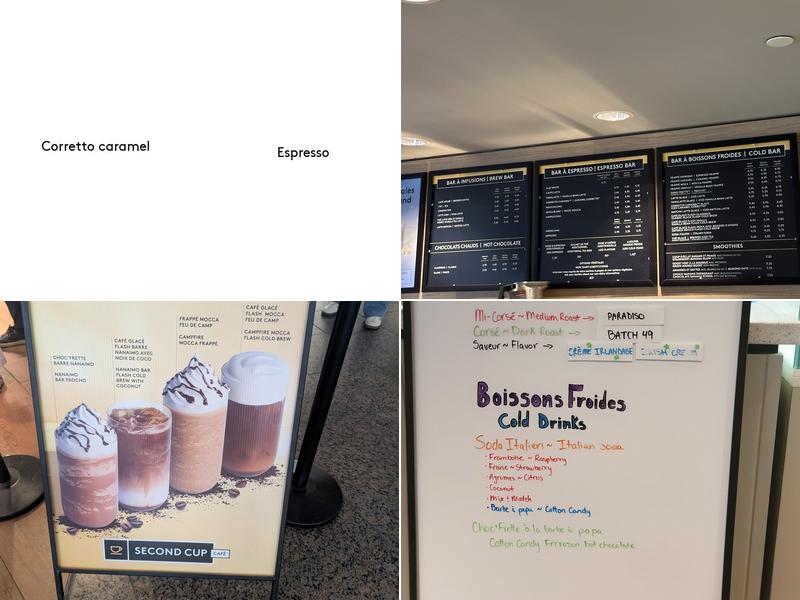 Second Cup Café Menu