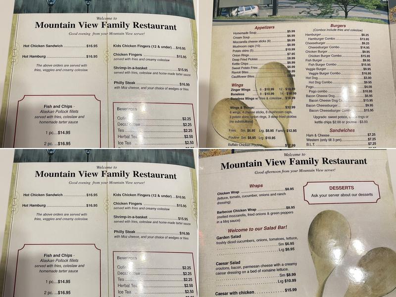 Mountainview Restaurant Menu