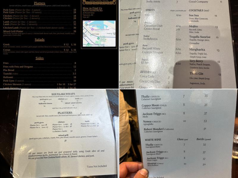 Skewers Souvlaki Pita Bar Menu