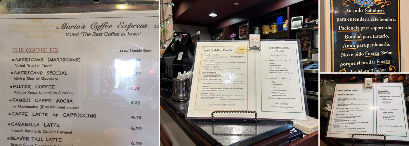 Mario's Coffee Express Ltd Menu