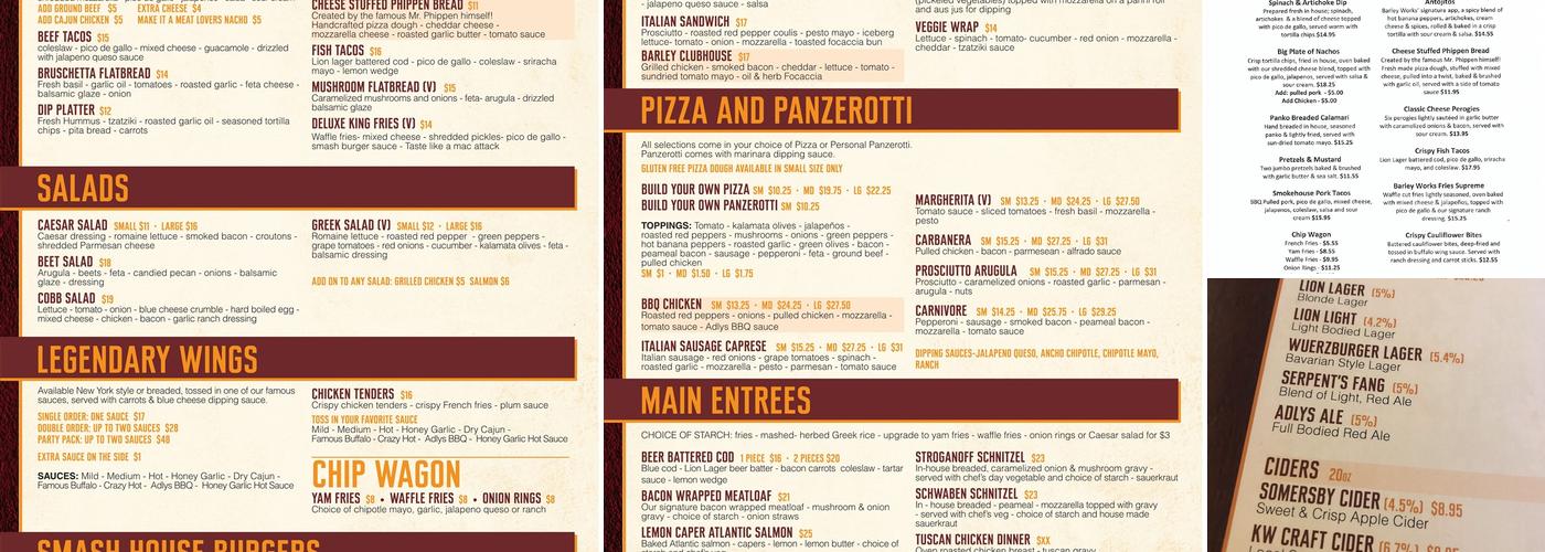 Barley Works Menu