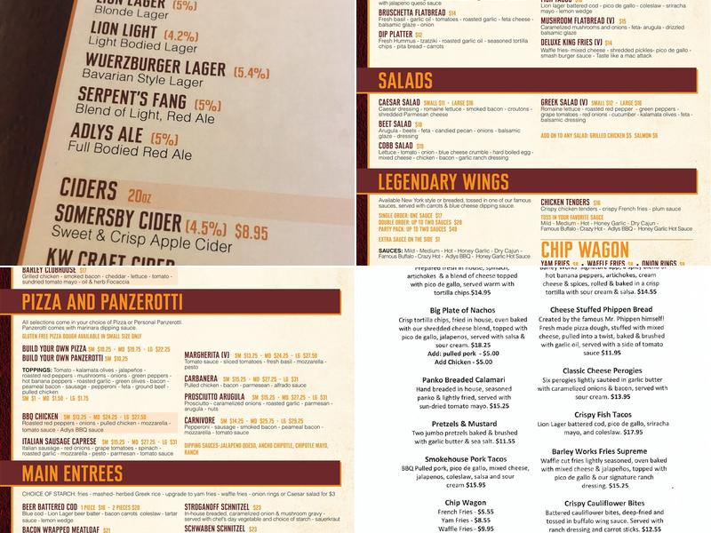 Barley Works Menu