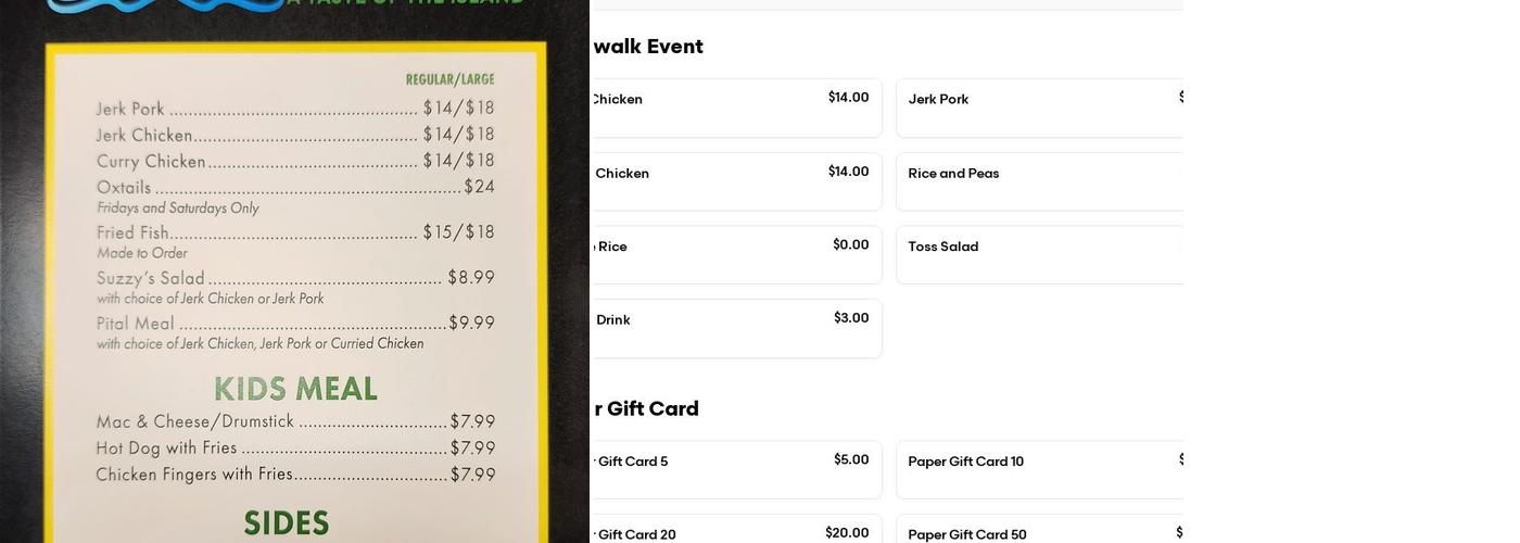 Suzzy's Island Twist Menu