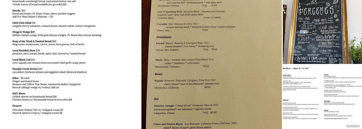 Good Bones Menu