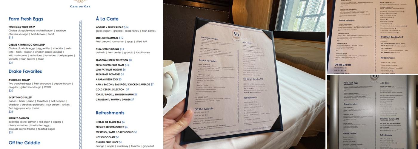 Cafe on Oak Menu