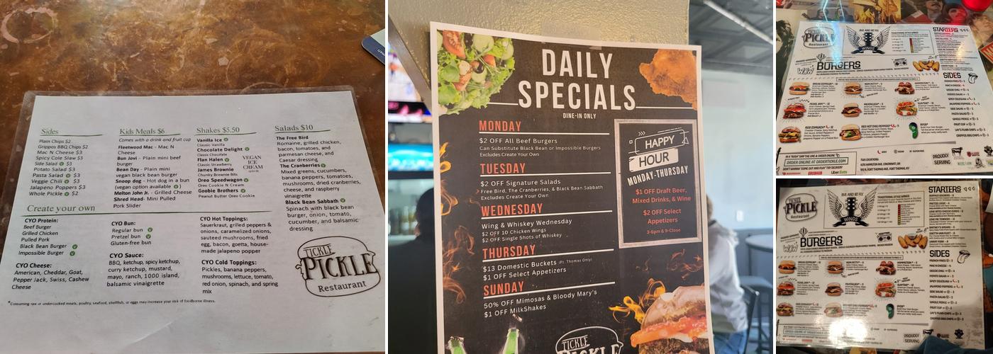 Tickle Pickle Restaurant Menu
