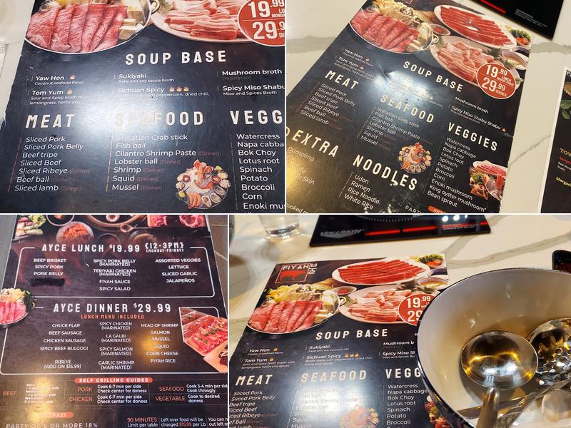 FIYAH Korean BBQ & Hot Pot Menu