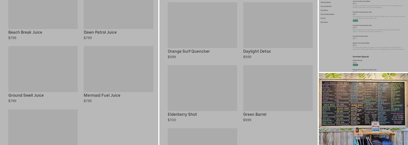 Playa Bowls Menu