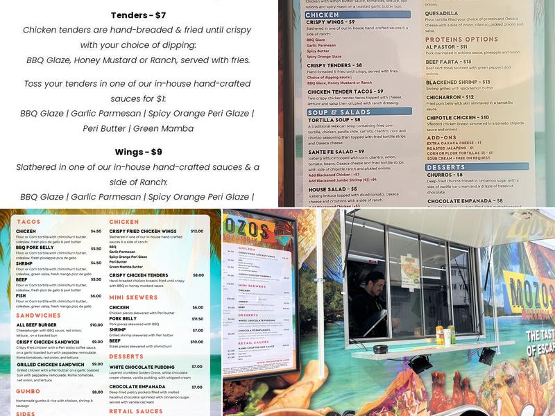 Mozos Food Trailer Menu