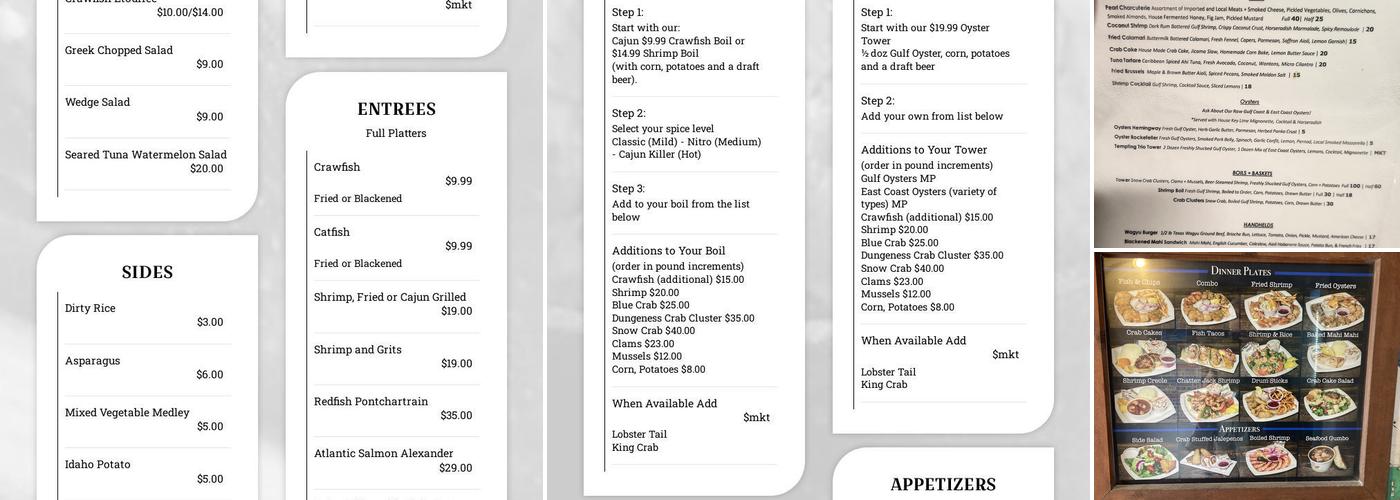 The Pearl featuring The Cajun Menu