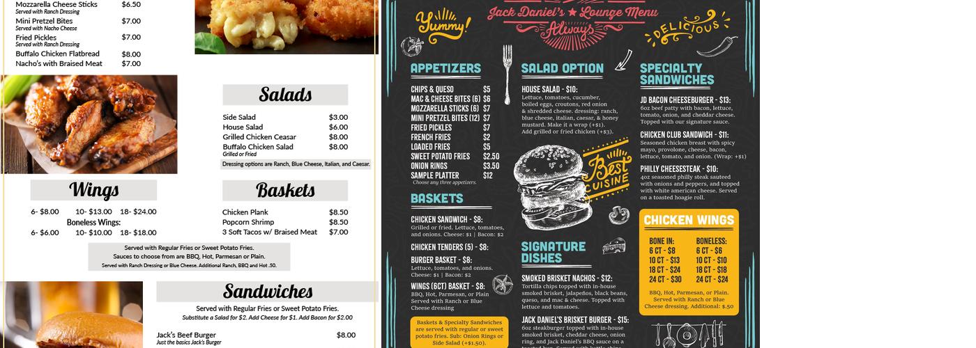 Jack Daniel's Lounge Menu