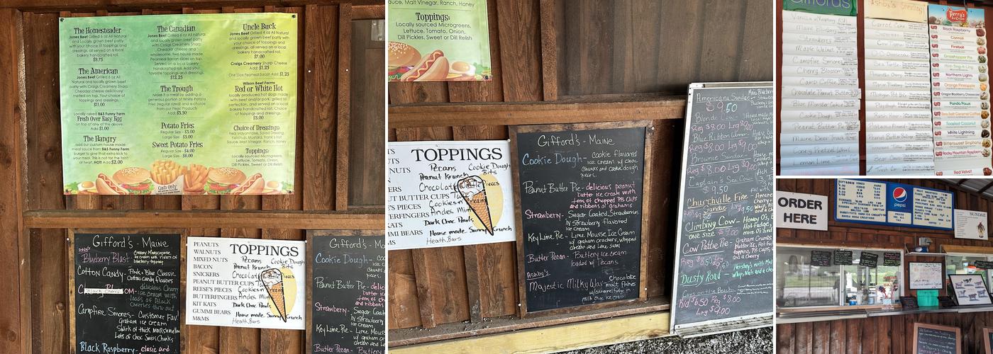 Kish-a-wa Creamery Menu