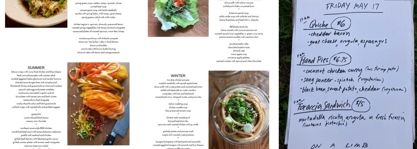 On A Limb Catering & Baking Co. Menu