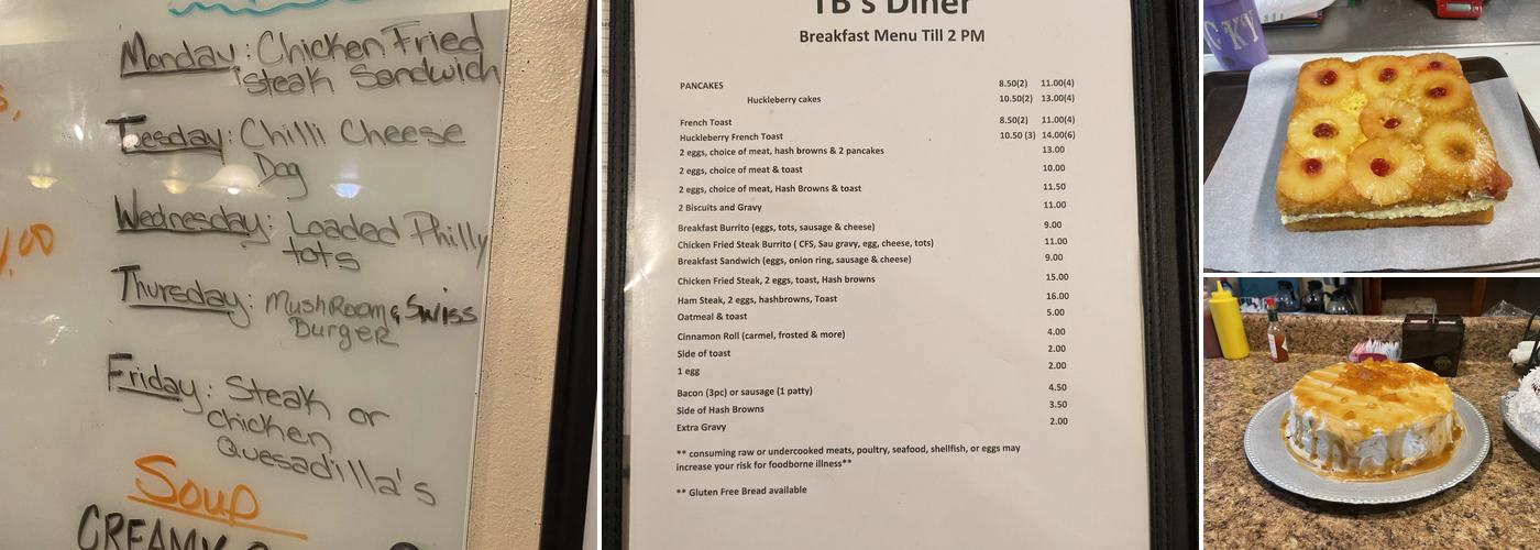 TBs diner Menu