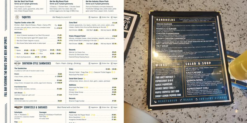 Two Roads Food Hall + Bar Menu