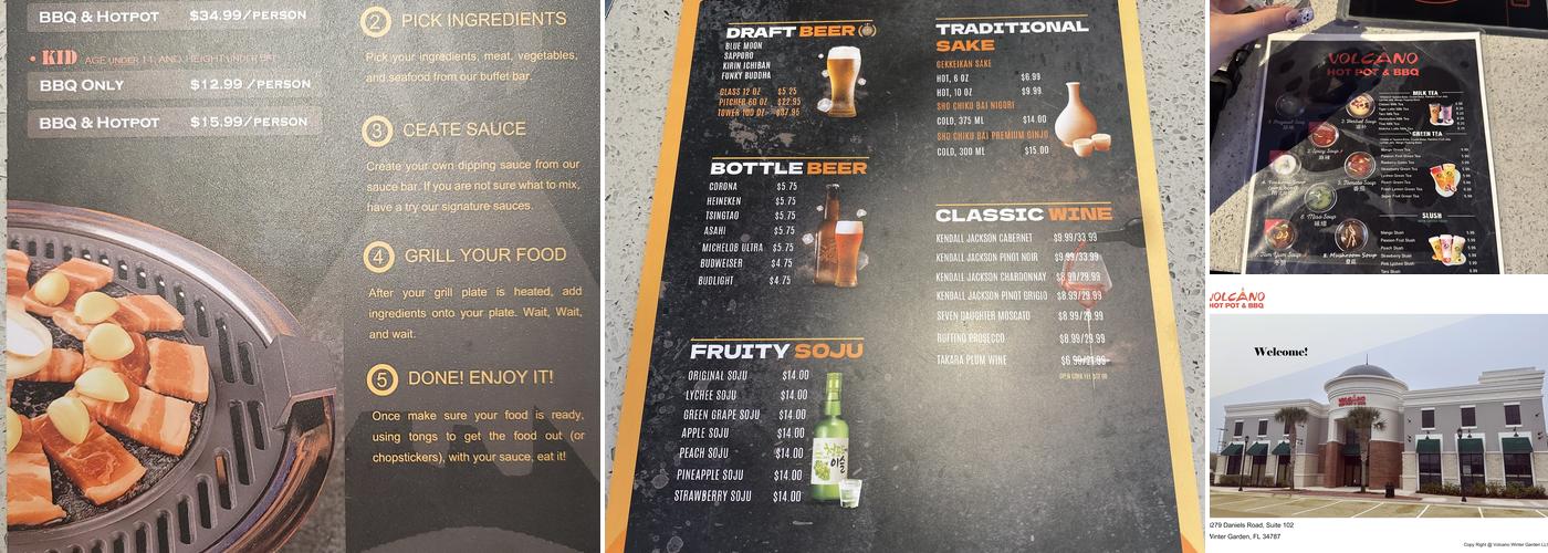 Volcano Hot Pot & BBQ Menu