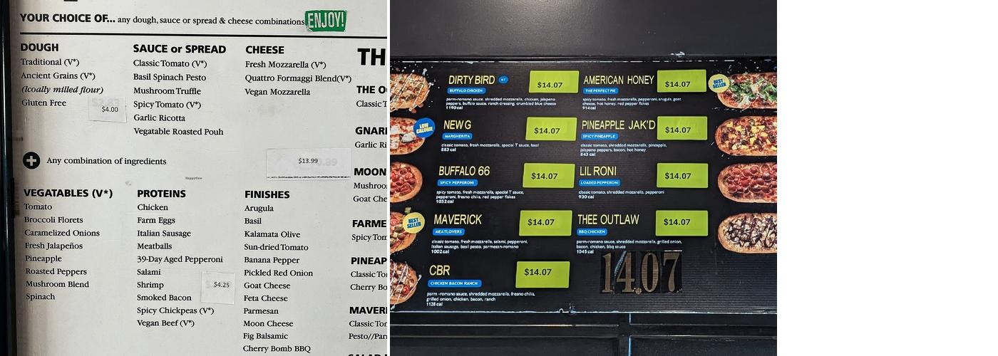 &Pizza Menu