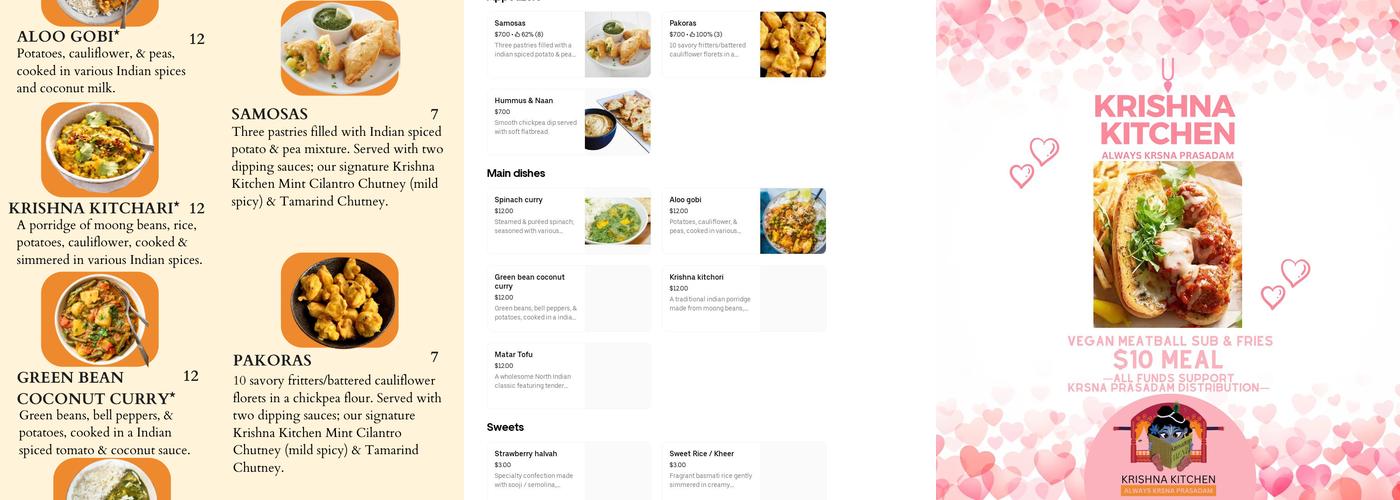 Krishna Kitchen Menu
